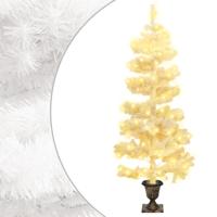 VidaXL Kunstkerstboom met verlichting en pot 120 cm pvc wit