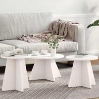Salontafel 3 pcs Wit 49 x 49 x 30 cm Massief grenenhout