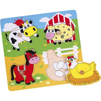 VIGA houten knoppuzzels, boerderijdieren, afm 22x22 cm, 4 delen, 1 stuk