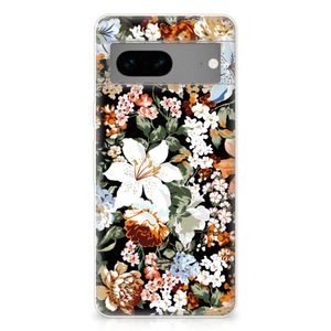 TPU Case voor Google Pixel 7 Dark Flowers