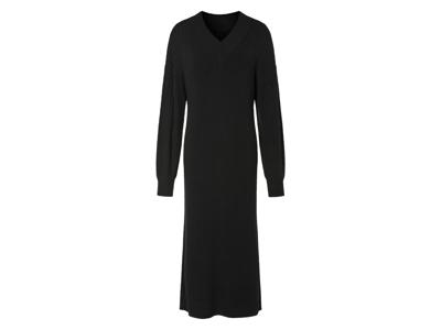 esmara Dames midi-gebreide jurk (L (44/46), Zwart)