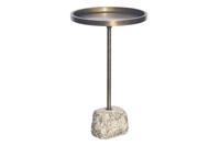 Side table TRAYFUL 60cm marble base and antique messing ijzer top - 44847