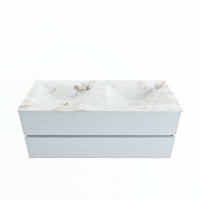 MONDIAZ VICA-DLUX 120cm badmeubel onderkast Clay 2 lades. Inbouw wastafel CLOUD dubbel 2 kraangaten, kleur Frappe.
