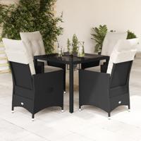 5-delige Tuinset met kussens poly rattan zwart 5-delige Tuinset met kussens poly rattan zwart