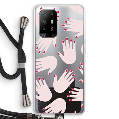Hands pink: Oppo A95 5G Transparant Hoesje met koord
