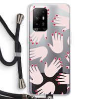 Hands pink: Oppo A95 5G Transparant Hoesje met koord