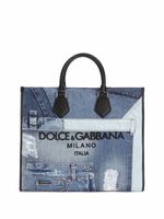 Dolce & Gabbana grand sac cabas en jean à design patchwork - Bleu