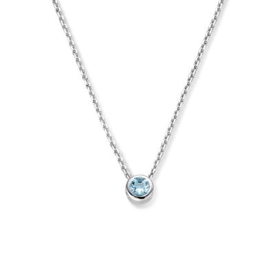 925 Zilveren Collier Maart Zirkonia Geboortesteen 41+4cm