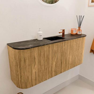 Toiletmeubel Mondiaz Joya Dlux | 103.2 cm | Meubelkleur Oak | Faye wastafel Lava Wasbak Midden | 1 kraangat