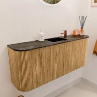 Toiletmeubel Mondiaz Joya Dlux | 103.2 cm | Meubelkleur Oak | Faye wastafel Lava Wasbak Midden | 1 kraangat