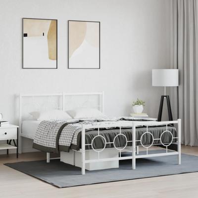 Bedframe met hoofd- en voeteneinde metaal wit 140x200 cm