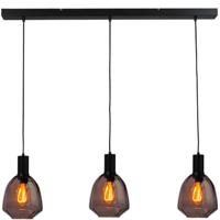 Masterlight 3-lichts hanglamp - zwart -Porto met Nicolette red glazen - 2711-05-05-100-3-13