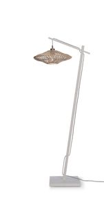 GOOD&MOJO Vloerlamp 'Zanzibar' Bamboe en rotan, 150cm, kleur Wit