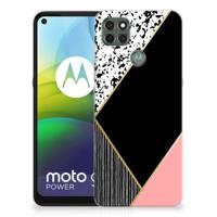 Motorola Moto G9 Power | TPU Hoesje | Zwart Roze Vormen