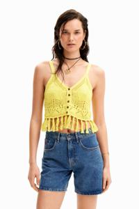 Gehaakte cropped top - YELLOW - L