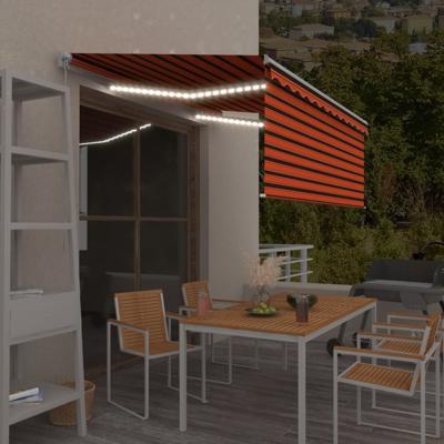 Luifel handmatig uittrekbaar gordijn LED 3x2,5 m oranje bruin