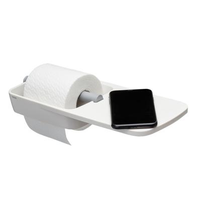 Tiger Tess Toiletrolhouder - met planchet - zelfklevend/boren - wit/lichtgrijs 1329120146