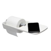 Tiger Tess Toiletrolhouder - met planchet - zelfklevend/boren - wit/lichtgrijs 1329120146