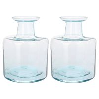 H&S Collection Fles Bloemenvaas Umbrie - 2x - Gerecycled glas - transparant - D15 x H21 cm - Vazen