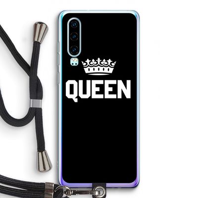 Queen zwart: Huawei P30 Transparant Hoesje met koord