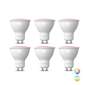 Set 6x Slimme GU10 SMART LED lamp 5Watt RGBW NOVO