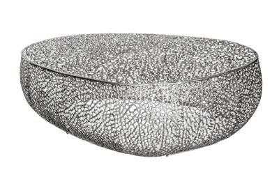Salontafel LEAF 122cm metaal zilver handgemaakt - 38939