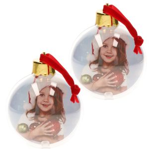 2x stuks DIY foto/fotolijst kunststof kerstballen transparant 8 cm