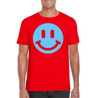 Verkleed T-shirt voor heren - smiley - rood - carnaval/foute party - feestkleding