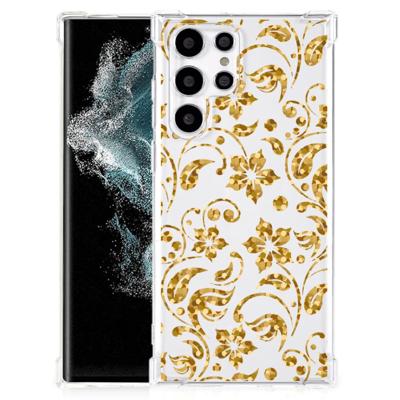 Samsung Galaxy S22 Ultra Case Gouden Bloemen Samsung Galaxy S22 Ultra Case Gouden Bloemen