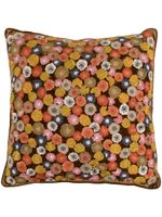 Anke Drechsel coussin en velours à fleurs brodées - Marron - thumbnail