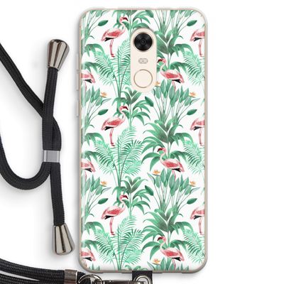 Flamingo bladeren: Xiaomi Redmi 5 Transparant Hoesje met koord