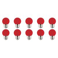 Voordeelpak 10x LED E27 Lampen - Rode Kleur - 1W Energiebesparend