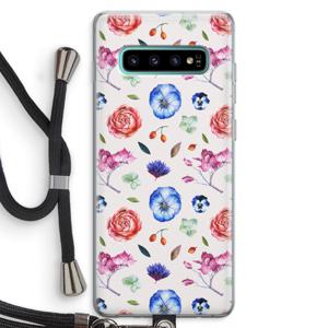 Bloemetjes: Samsung Galaxy S10 Plus Transparant Hoesje met koord