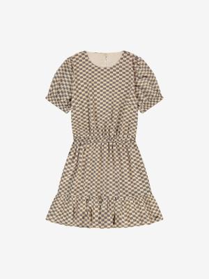Nik&Nik zomer jurk meisjes - taupe / zwart - Bailey