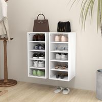 VidaXL Schoenenkasten 2 st 31,5x35x70 cm bewerkt hout wit