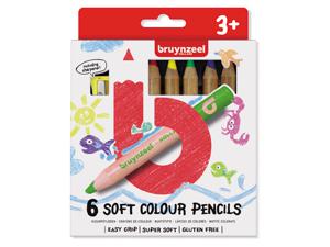 Bruynzeel Kids zachte kleurpotloden, set van 6 stuks in geassorteerde kleuren