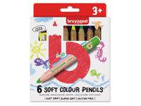 Bruynzeel Kids zachte kleurpotloden, set van 6 stuks in geassorteerde kleuren - thumbnail