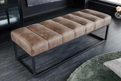 Design bank PETIT BEAUTÉ 110cm vintage taupe microvezel zwart metalen frame - 44427