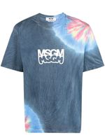 MSGM t-shirt tie-dye à logo imprimé - Bleu