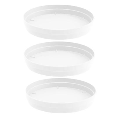 EDA Bloempot onderschaal Toscane - 3x stuks - kunststof - wit - D28 cm - opvangschalen