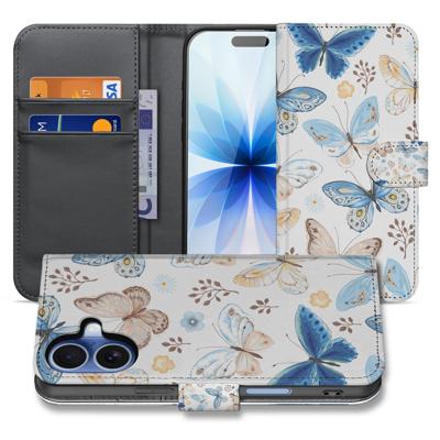 Apple iPhone 17 Vlinder Wallet Hoesje Met 3 Pasjes PU Leder