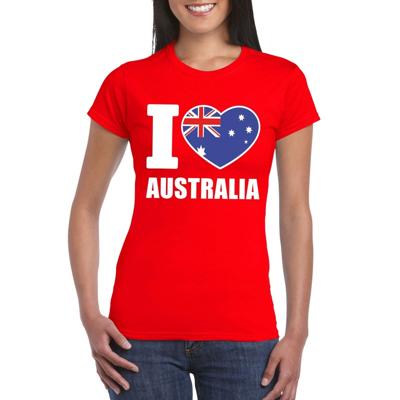 Australie supporters kleding t-shirt - voor dames - rood - met vlag kleuren print - korte mouwen
