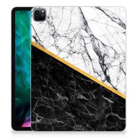 iPad Pro 12.9 (2020) | iPad Pro 12.9 (2021) Tablet Back Cover Marmer Wit Zwart - Origineel Cadeau Man