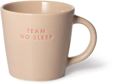 Vondels cappuccinokop keramiek team no sleep 9x9.5cm beige