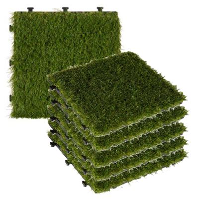 Iber garden Vlondertegel kunstgras - 12x - groen - kunststof - 30 x 30 cm - tuintegel