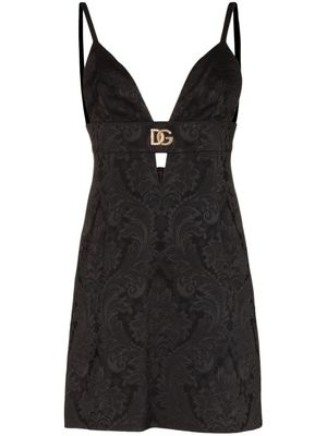 Dolce & Gabbana robe courte à plaque logo DG - Noir