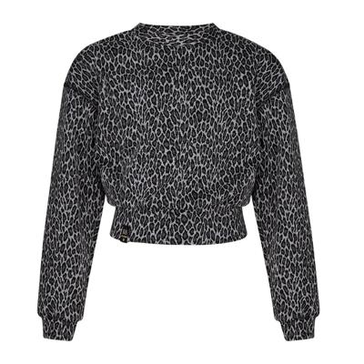 KIEstone winter sweater meisjes - bruin panter - Marieke