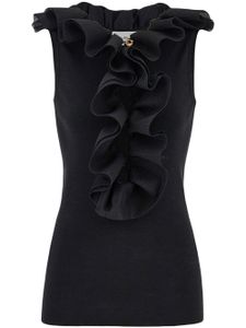 Ferragamo débardeur en laine à volants - Noir