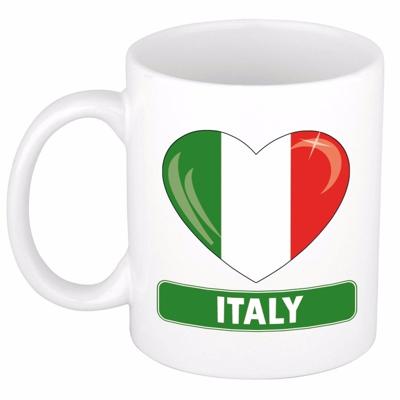 Hartjes vlag Italie koffiemok - drink beker - white - 300 ml - supporters Hartjes vlag Italie koffiemok - drink beker - white - 300 ml - supporters