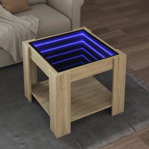 Salontafel met LED 53x53x45 cm bewerkt hout sonoma eikenkleurig